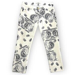 Pierre Balmain Low Rise Skinny Leg Paisley Luxury Designer Denim Capri Jeans
